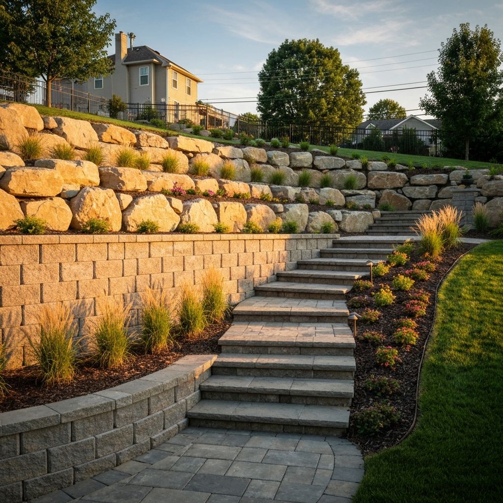 Retaining wall project by Wall Works Hardscape